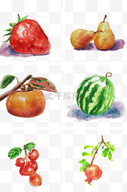 水彩夏日西瓜图片_手绘卡通水彩水果