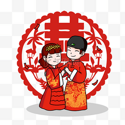 中式婚礼元素图片_中式婚礼古风婚礼卡通婚礼系列插