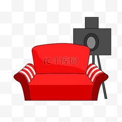 立体音响图片_红色实用沙发插图