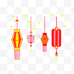 手绘彩色新年挂饰插画