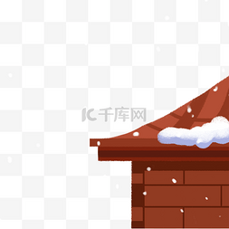 屋顶手绘图片_手绘下雪的屋顶素材