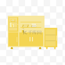 家居背景厨房图片_矢量手绘黄色柜子