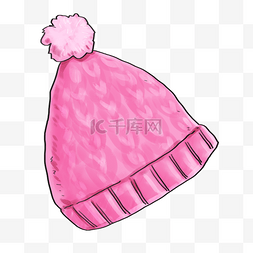 冬季粉色背景图片_冬季毛线帽子矢量图