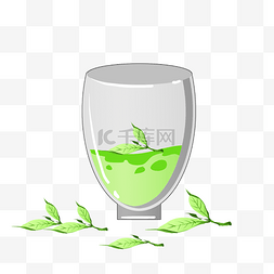 玻璃茶杯绿茶插画