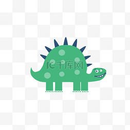 扁平动物卡通图片_绿色创意恐龙动物元素