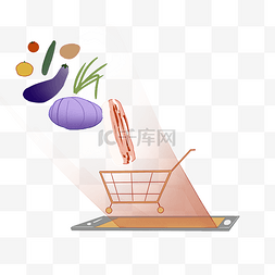 手机购物蔬菜图片_手机购物手绘插画