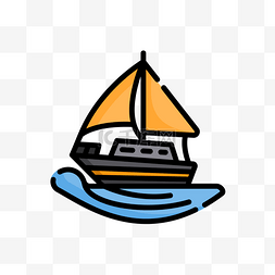 海上帆船卡通图片_卡通插画mbe风格海上帆船装饰图标