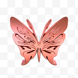 昆虫金属图片_C4D粉色金属质感蝴蝶装饰