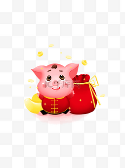 新年立体猪IP发财红包福袋促销金