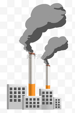 污染环境卡通图片_卡通香烟冒烟公益插画