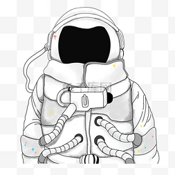 宇航员卡通插画图片_白色科技创意宇航员元素
