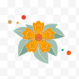 点线面装饰图案图片_点线面条纹装饰叶子和花朵png素材