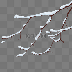 手绘积雪图片_手绘积雪树枝插画素材