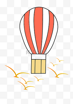 红色条纹热气球插画