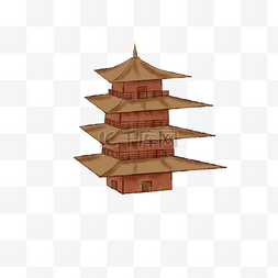 阁楼亭楼建筑插画