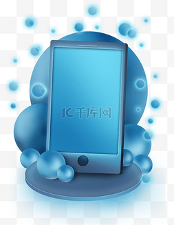 科技感手机图片_光感蓝色科技感手机