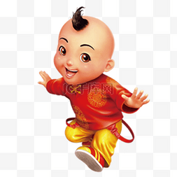 穿着中国传统汉服的小男孩
