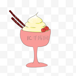 卡通冷饮美食冰淇淋杯插画