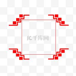 红色组合边框图片_几何形边框