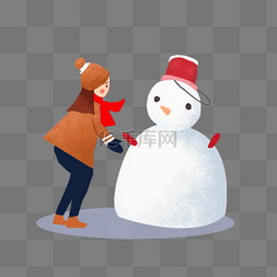 小雪图案图片_二十四节气之小雪堆雪人主题插画