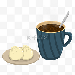 咖啡杯面包图片_美食卡通手绘插画