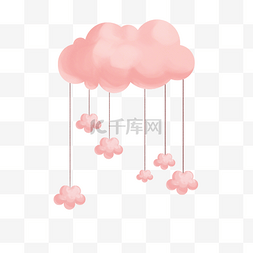 蜡笔小新插画图片_手绘蜡笔装饰风格粉色云朵