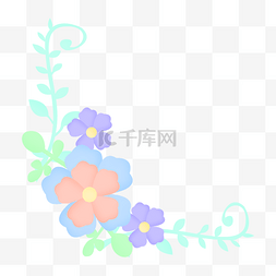 彩色马卡龙色花插画