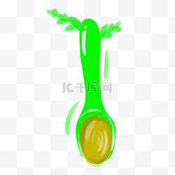 绿色植物形状勺子