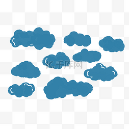 蓝色高光图片_纯色多形状卡通云朵