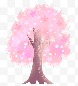 粉色漂亮的樱花树插图