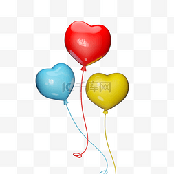 彩色心形元素图片_彩色心形漂浮气球