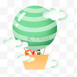 氢气球小图片_热气球绿色热气球插画