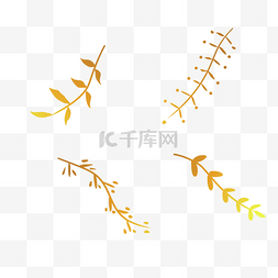 金色植物叶子图片_手绘金色叶子