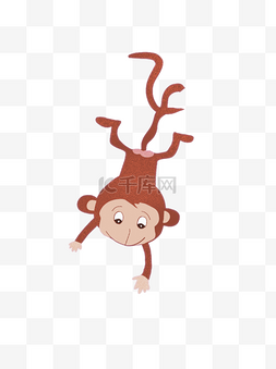 小猴子戴草帽图片_手绘卡通小猴子元素