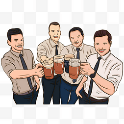 喝酒的人图片_手绘工作聚餐的人卡通插画