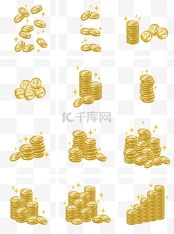 通用节日黄色卡通手绘金币