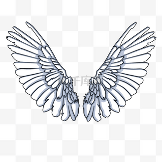黑色线描大翅膀