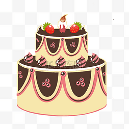 红色手绘草莓图片_手绘新年蛋糕插画