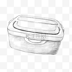 豆腐皮素描图片_手绘线描餐具饭盒插画