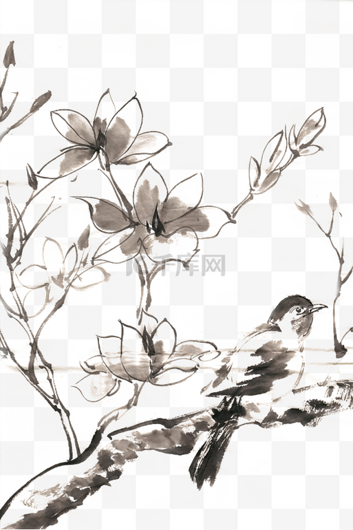 苗墨　水墨画 梅花 玉骨仙姿 青色背景 玉骨仙姿 苗墨　水墨画 青色背景 梅花