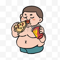 卡通人物大肚腩贪吃的胖子