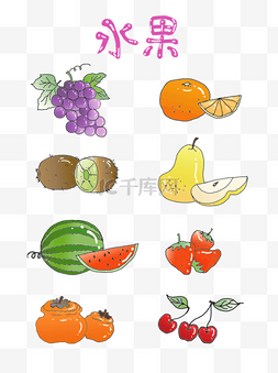 手绘猕猴桃卡通图片_水果元素水果图标水果