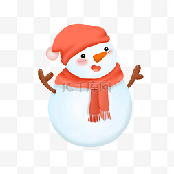雪人的红色帽子图片_圣诞节戴圣诞帽的小雪人