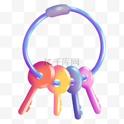 装饰钥匙图片_彩色的钥匙装饰插画