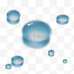 晶莹剔透的水滴图片_蓝色的水滴手绘插画