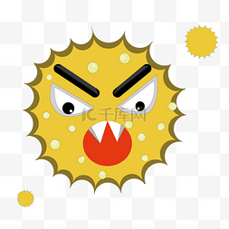 细菌病毒细胞图片_黄色愤怒的细菌插图
