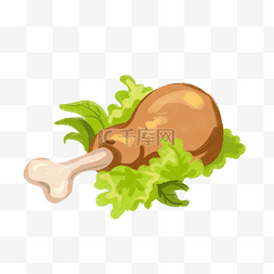 鸡腿汉堡海报图片_手绘美味鸡腿插画