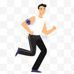 男生卡通健身图片_卡通跑步运动的男生手绘插画