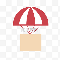 红色背景标签图片_红色降落伞物流标签