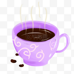 一杯热咖啡图片_手绘冬季一杯热咖啡插画